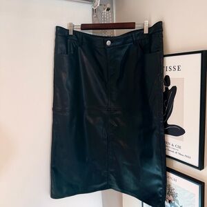 H&M Black Faux Leather High-Waist Pencil Skirt
